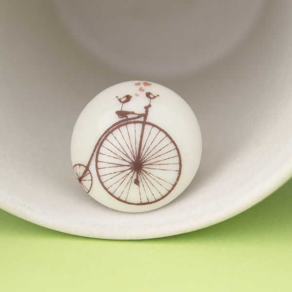 Anillo ceramica en porcelana colección bicicleta montado en plata de ley 925 ml krea ceramica