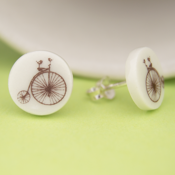 Pendientes ceramica en porcelana colección bicicleta krea ceramica