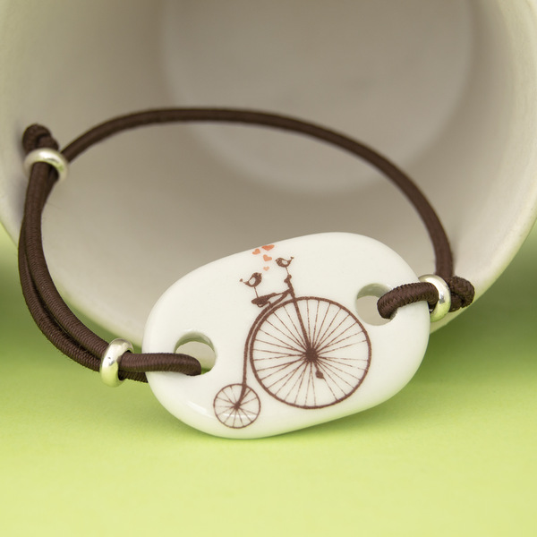 Pulsera ceramica en porcelana colección bicicleta krea ceramica